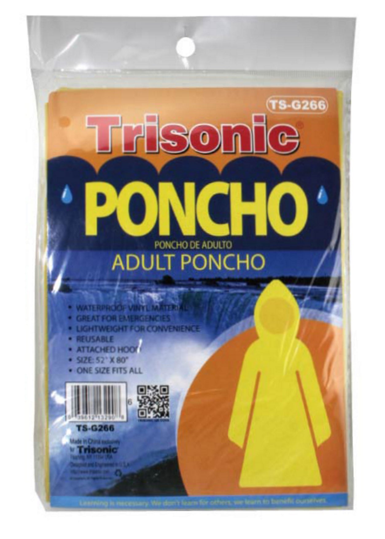 Adult Poncho Unisex Waterproof Disposable Lightweight and Reusable for Rain