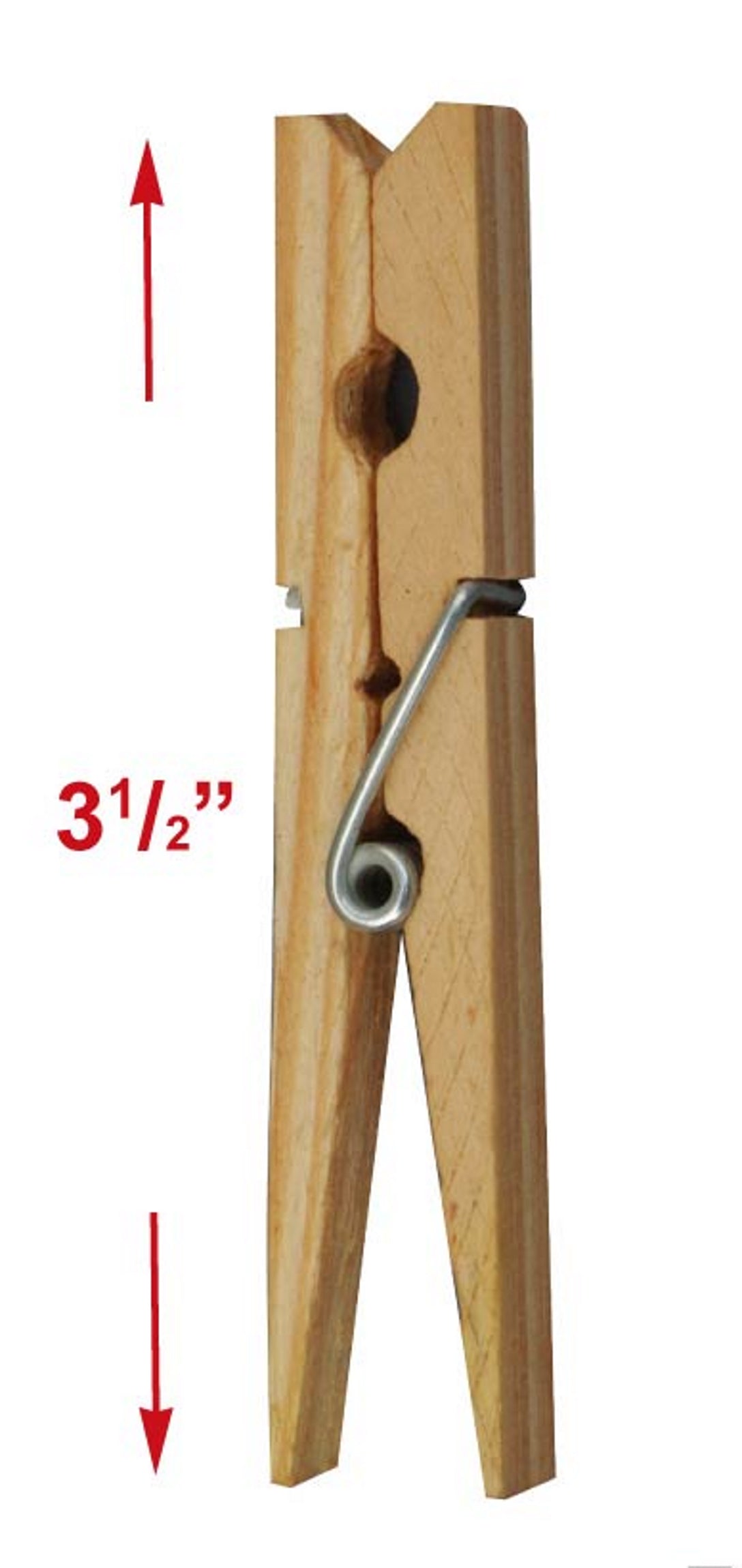 Wooden Clothes Pins - 24 Pcs Close Wire Springs - Drying, Hanging, Clothes, Laundry and Linens 3½" Long - TriSonic