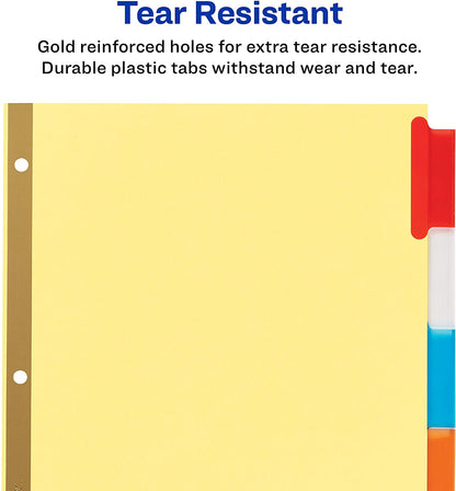 AVERY 5-Tab Binder Dividers, 1 Set Insertable Multicolor Big Tabs, Solution to Paper Organization