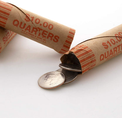 BAZIC Quarter Coin Wrappers Rolls, Made in USA, 36-Count Durable Preformed Paper Coins Tubes