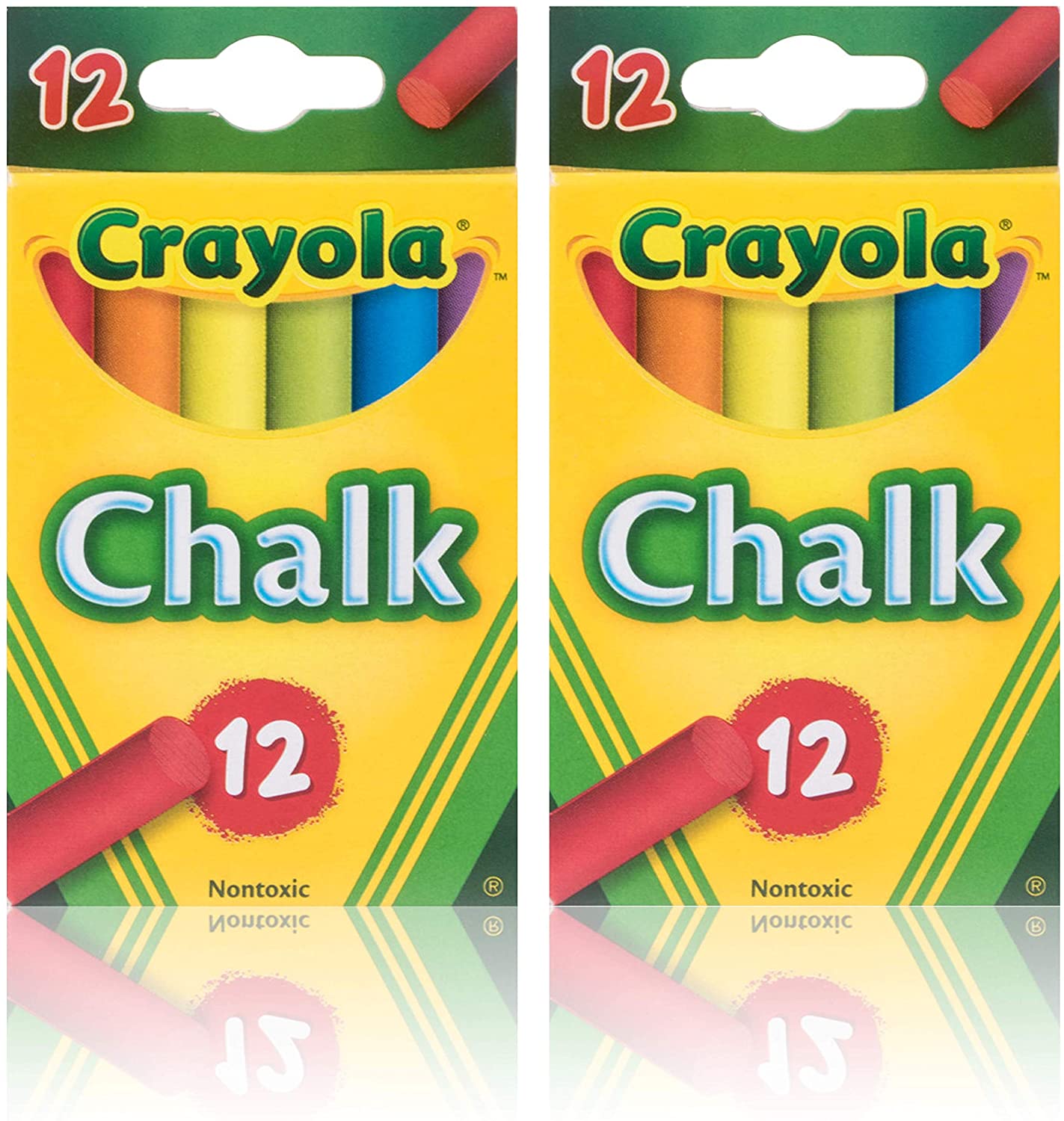 Crayola Chalk, Assorted Colors 24-Count Draws Write Smooth Clean lines Non-Toxic - Pack of 2