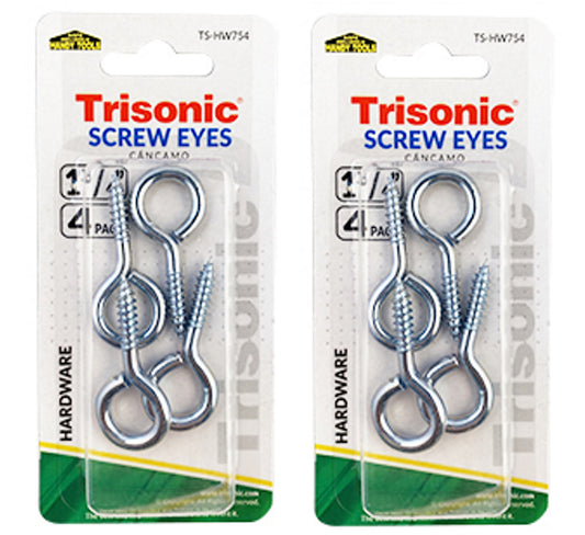 Trisonic 1 3/4" Screw Eyes Utility 8 Pcs Hooks Steel Ceiling Hang Frames Gate kitchen utensils - 2 Pack