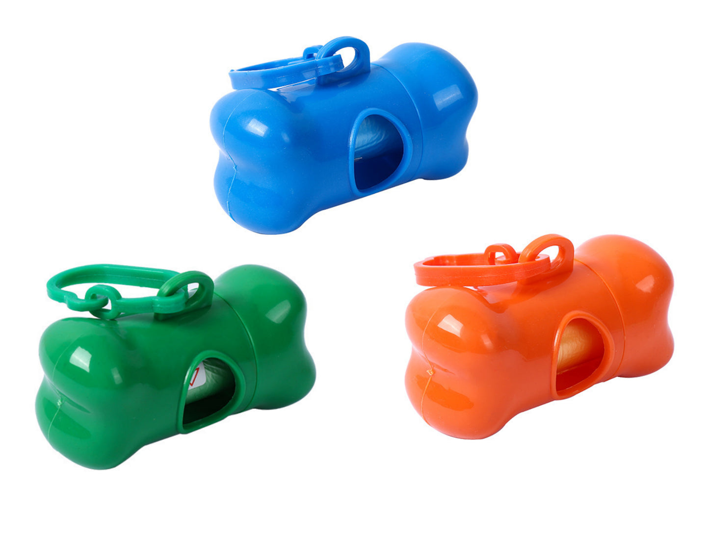 3 PCS Bone Shaped Poop Bag Dispenser Plastic Pet Waste Disposal Bag Dispenser With Waste Bag (Random Color)