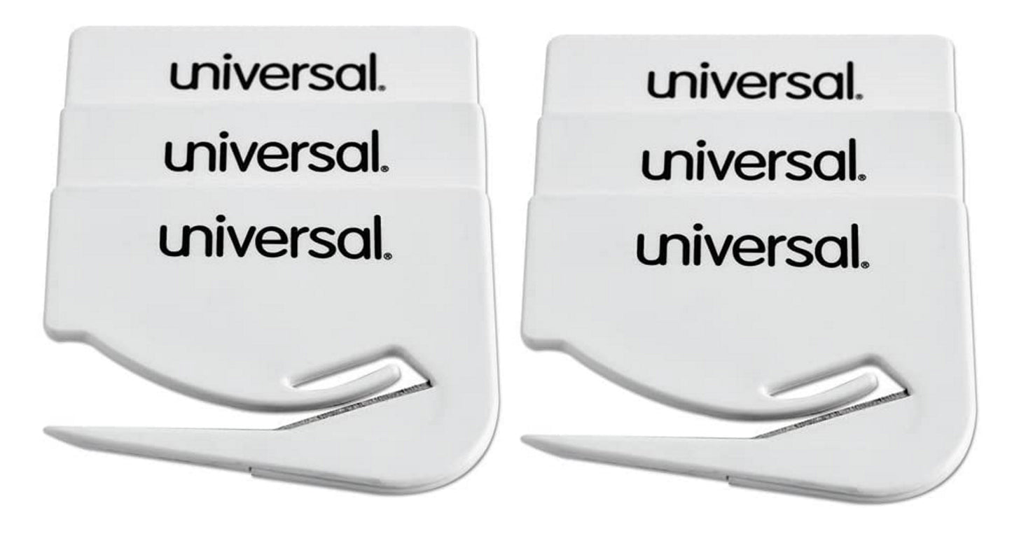 Universal Letter Slitter Hand Letter Opener w/Concealed Blade, 2 1/2 Inch, White, 2 Packs Of 3 Total 6 Openers