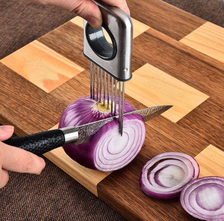 Onion Holder Slicer Stainless Steel Cutting Kitchen Gadget Multipurpose Prongs Vegetable Tomato Cutter Kitchen Tool