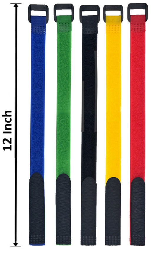 NiftyPlaza 5 pcs Hook and Loop Fastening Cable Ties 12 Inch Lenth Straps Home Office Tablet PC TV Electronics Wires Organizer Management - Color May Very