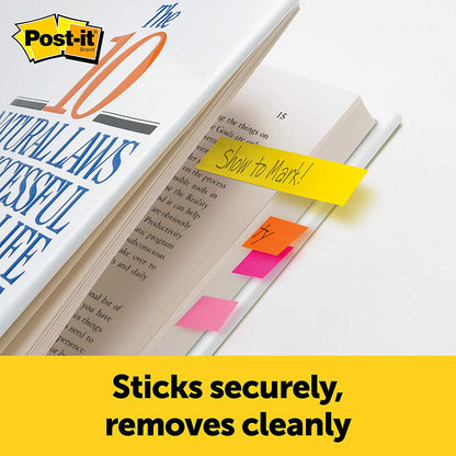 Post-it Page Markers, Assorted Colors, 1/2 in x 2 in, 50 Sheets/Pad, 5 Pads/Pack (670-5AF) - 2 Pack (500 Sheets)