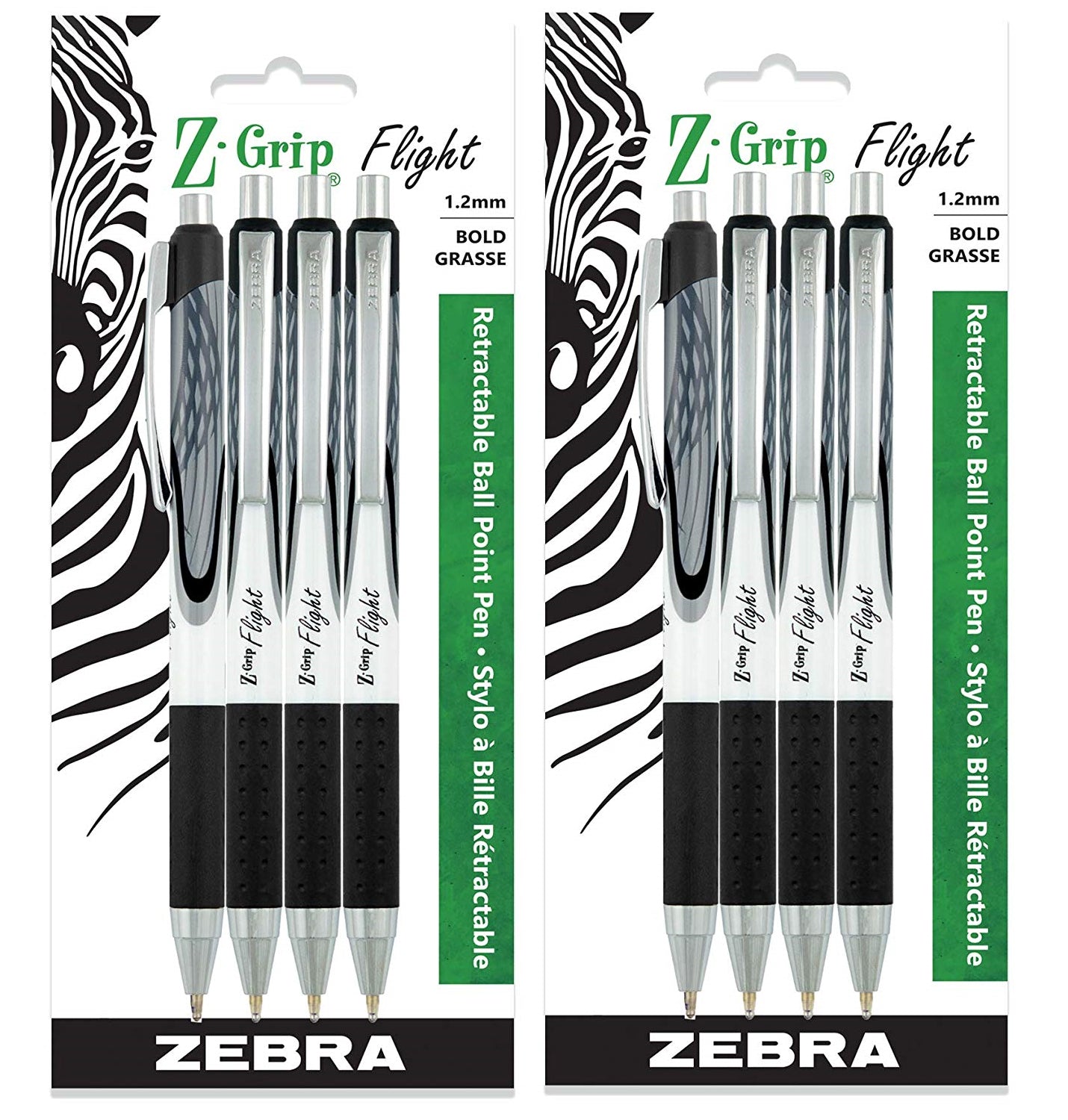 Zebra Pen Corp - 1.2 mm. Z-Grip Flight Retractable Ballpoint Pen, Black Ink - Pack of 2