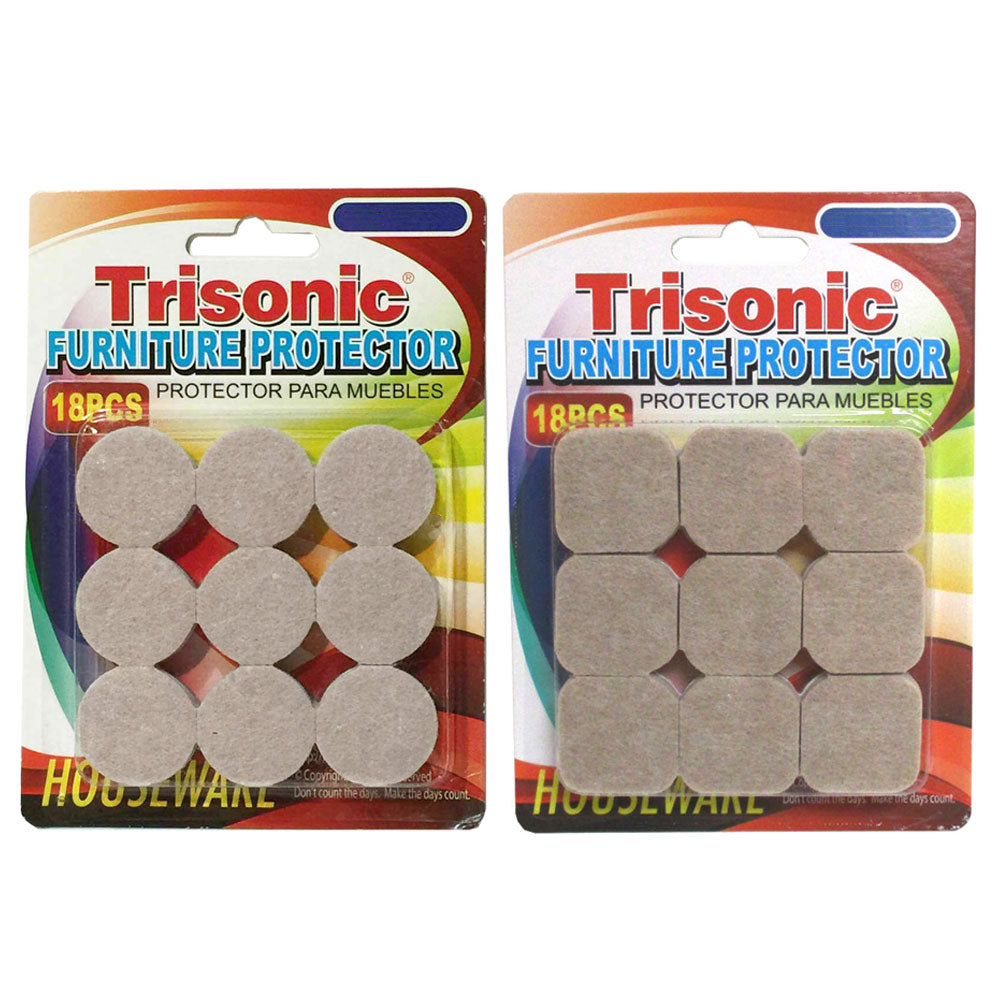 Floor Protectors Round 18 Self Adhesive Felt Beige Pads Furniture Chair Scratch Protection TriSonic - 2 Pack