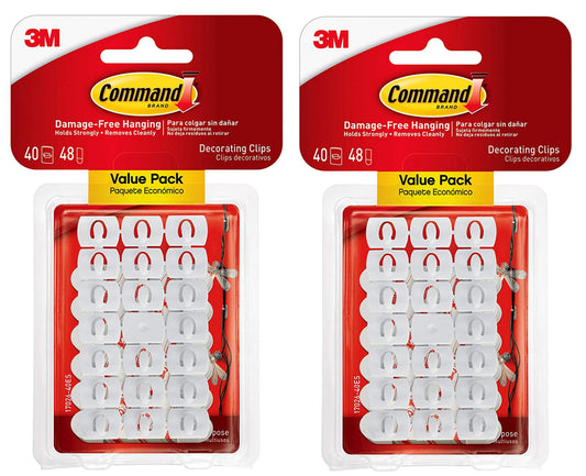 Command White Light Clips, Decorate Damage-Free Easy to Apply and Remove - Pack of 2