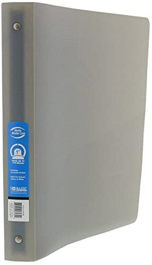 BAZIC 1" Matte Color Poly 3-Ring Binder w/ Pocket for School, Home, or Office - 1-Count Random Color