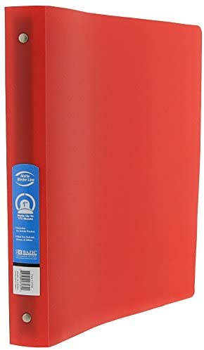 BAZIC 1" Matte Color Poly 3-Ring Binder w/ Pocket for School, Home, or Office - 1-Count Random Color