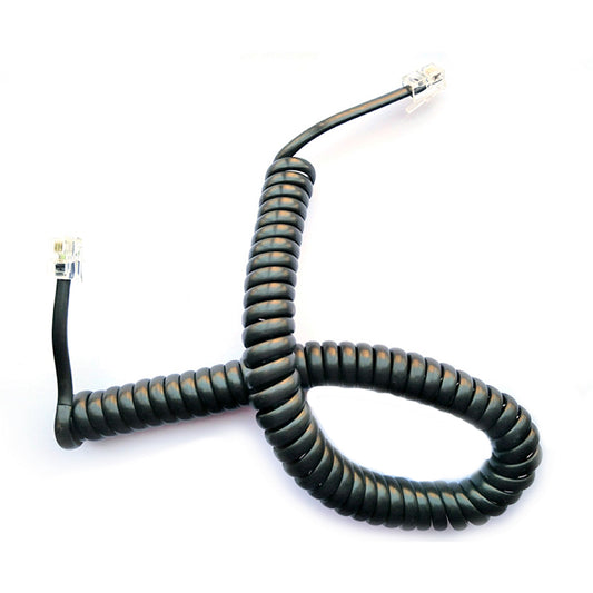 Telephone Handset Cord 2M Modular Coiled Black Curly Cord RJ11 Telephone Line 4P4C