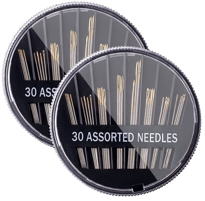 NiftyPlaza Hand Sewing Needles for Sewing Repair, Premium quality 60-Count Assorted Stainless Steel Needles - Pack of 2