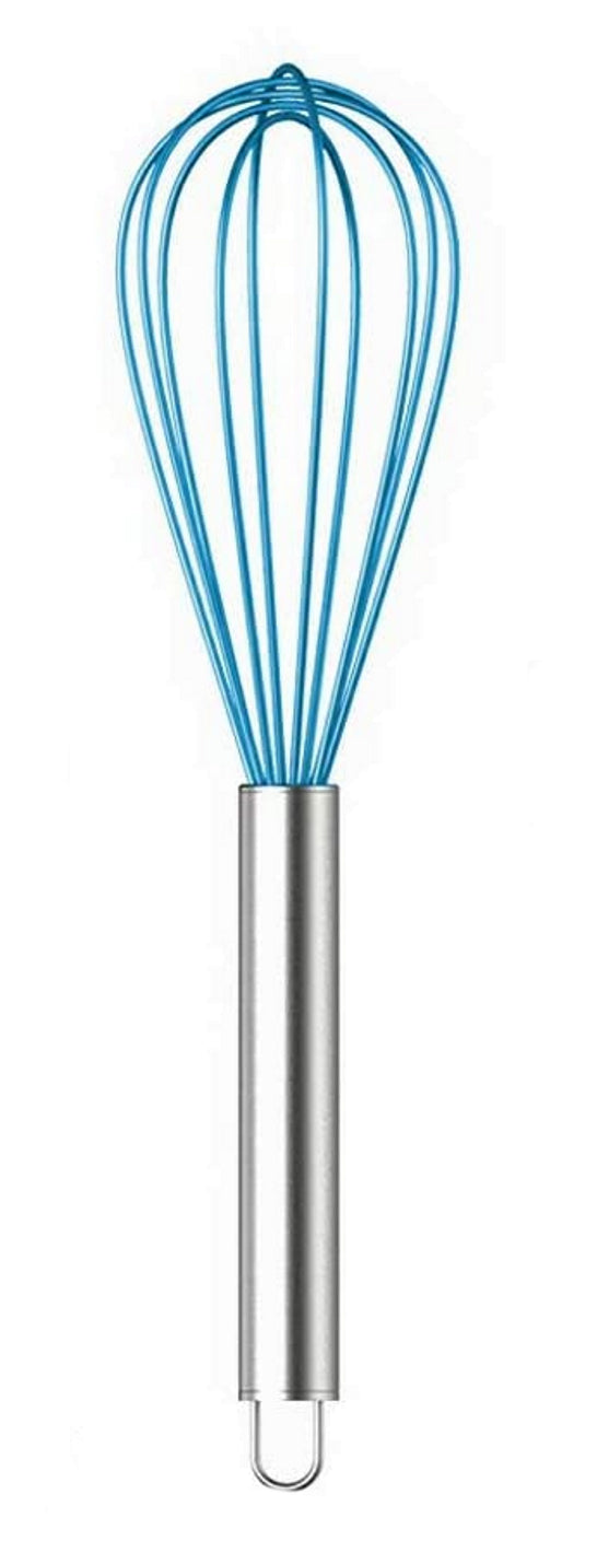 8 inch Egg Beater Whisks Colored Silicone Mini Whisk Baking Blending Cooking Whisking Beating Stirring - Blue