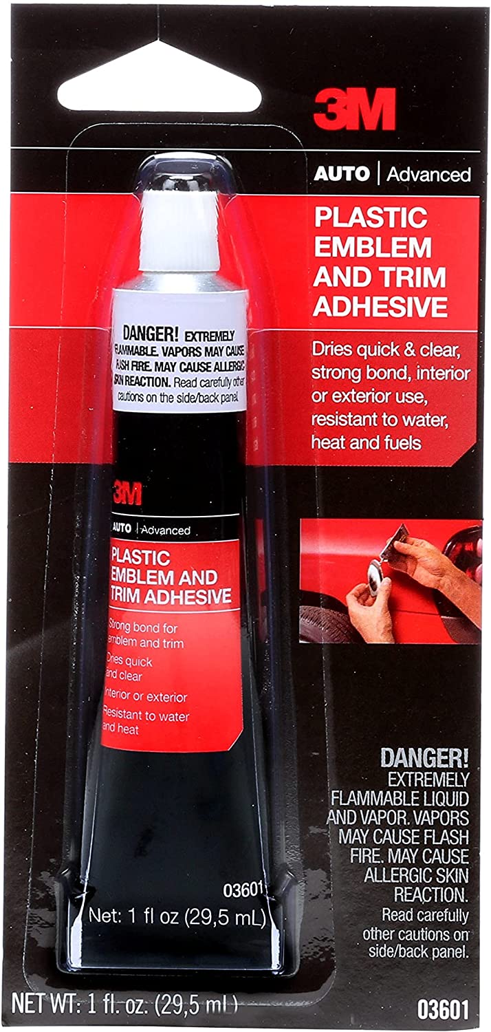 3M Plastic Emblem and Trim Adhesive, 1 fl oz Fast-Acting Formula Easily Applied Directly To Surfaces