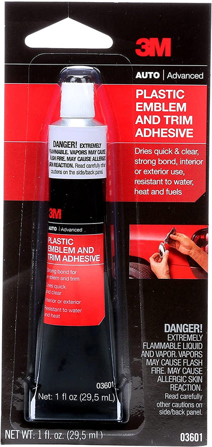 3M Plastic Emblem and Trim Adhesive, 1 fl oz Fast-Acting Formula Easily Applied Directly To Surfaces