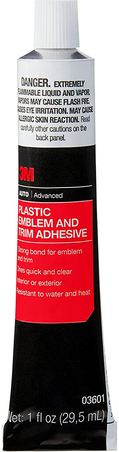 3M Plastic Emblem and Trim Adhesive, 1 fl oz Fast-Acting Formula Easily Applied Directly To Surfaces
