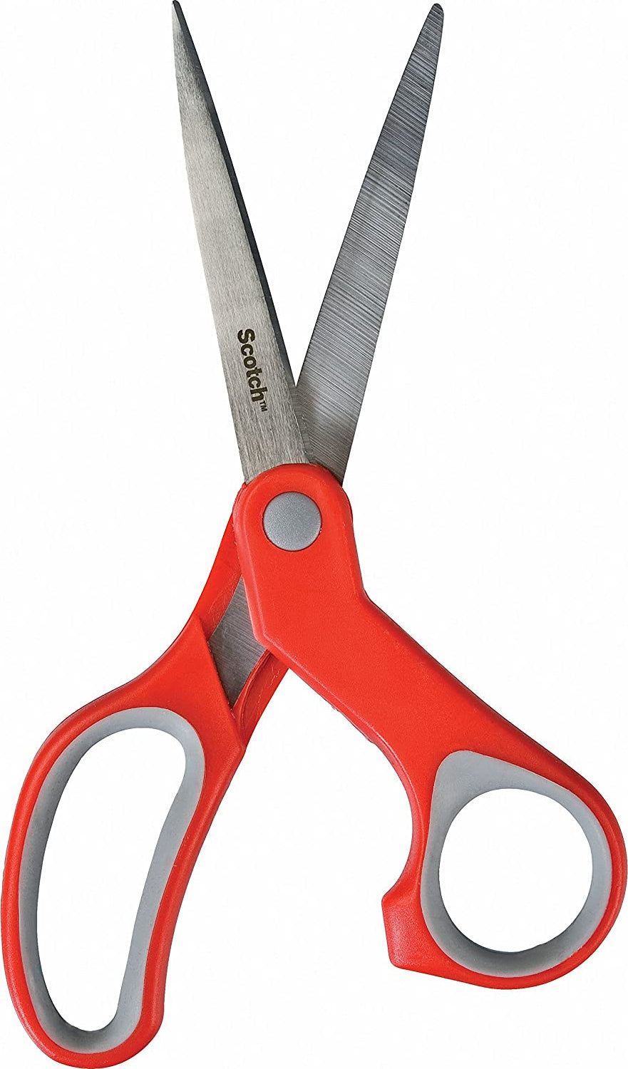 Scotch Multi-Purpose Stainless Steel Scissor, 8-Inches Red and Grey Handle Light Duty Cutting Blades