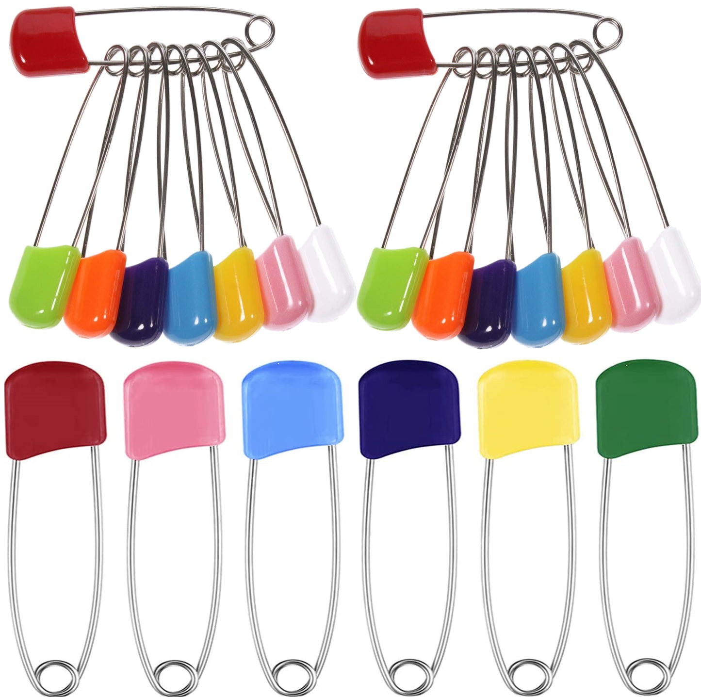 Plastic Head Safety Pins NiftyPlaza 2 Inch Long 50 Pcs Safety pin Locking Baby Cloth Diaper Nappy Pins (Random Colors)