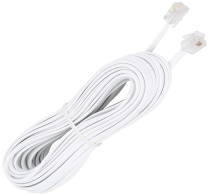 Trisonic 25 Feet Long Telephone Extension Cord Modular Phone Cable Line Wire - White