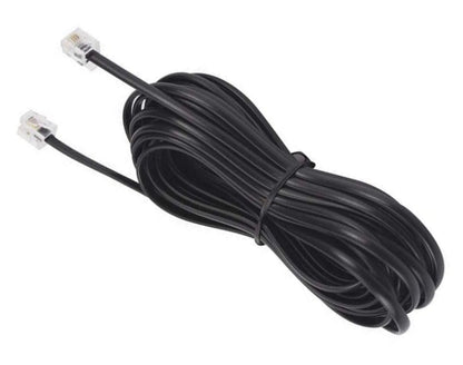 Telephone Extension Cord 15 Feet Long Phone Cable Line Wire - Black Includes Cable Clips