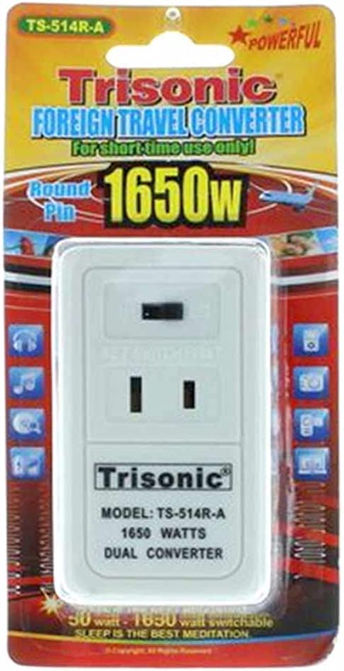 Foreign Travel Converter 1650 Watts AV Voltage Step Down Power Adapter 220V 110V - Trisonic