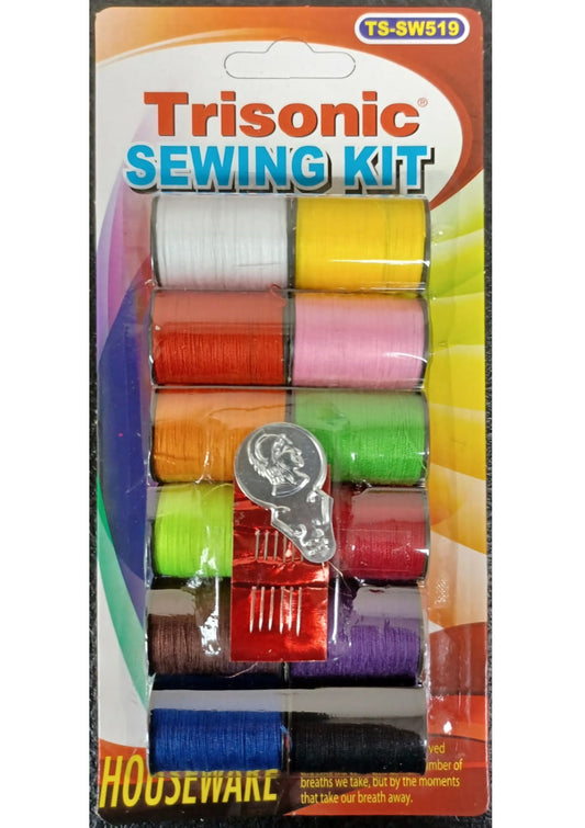 12pc Assorted Colors Sewing Thread Spool Cotton All Purpose Art Craft Projects Bonus Needles, Needle Threader