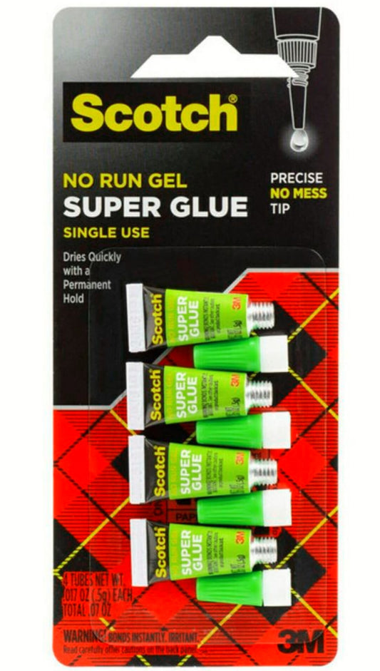 Scotch Single Use Super Glue Gel Wood, Metal, Leather, Ceramic, Rubber, Some plastics