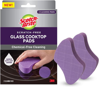 Scotch-Brite Cooktop Pads for Glass Stovetops, Chemical-Free, 2 Count (Pack of 1)