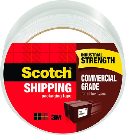Scotch Commercial Grade Shipping Packaging Tape, 1.88" x 54.6 yd., 3" Core, Clear, Shipping and Mailing