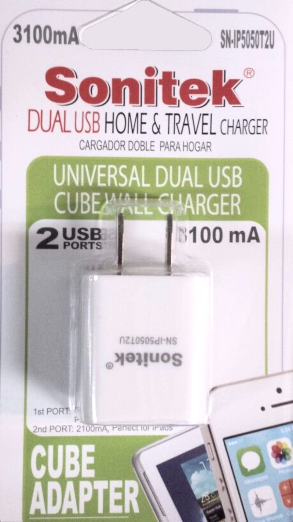 2-Port USB Home Wall Plug Charger Cell Smart Phone Tablet Dual Battery Charging