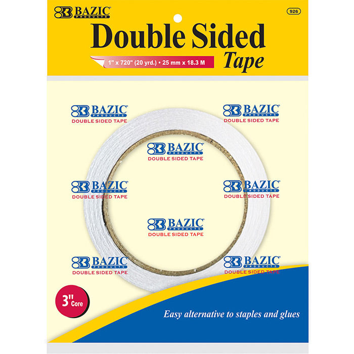 Double Sided Tape, Clear Sticky Adhesive Tapes, for Home Office Decor Gift Wrap, 1" X 20 Yard (720")