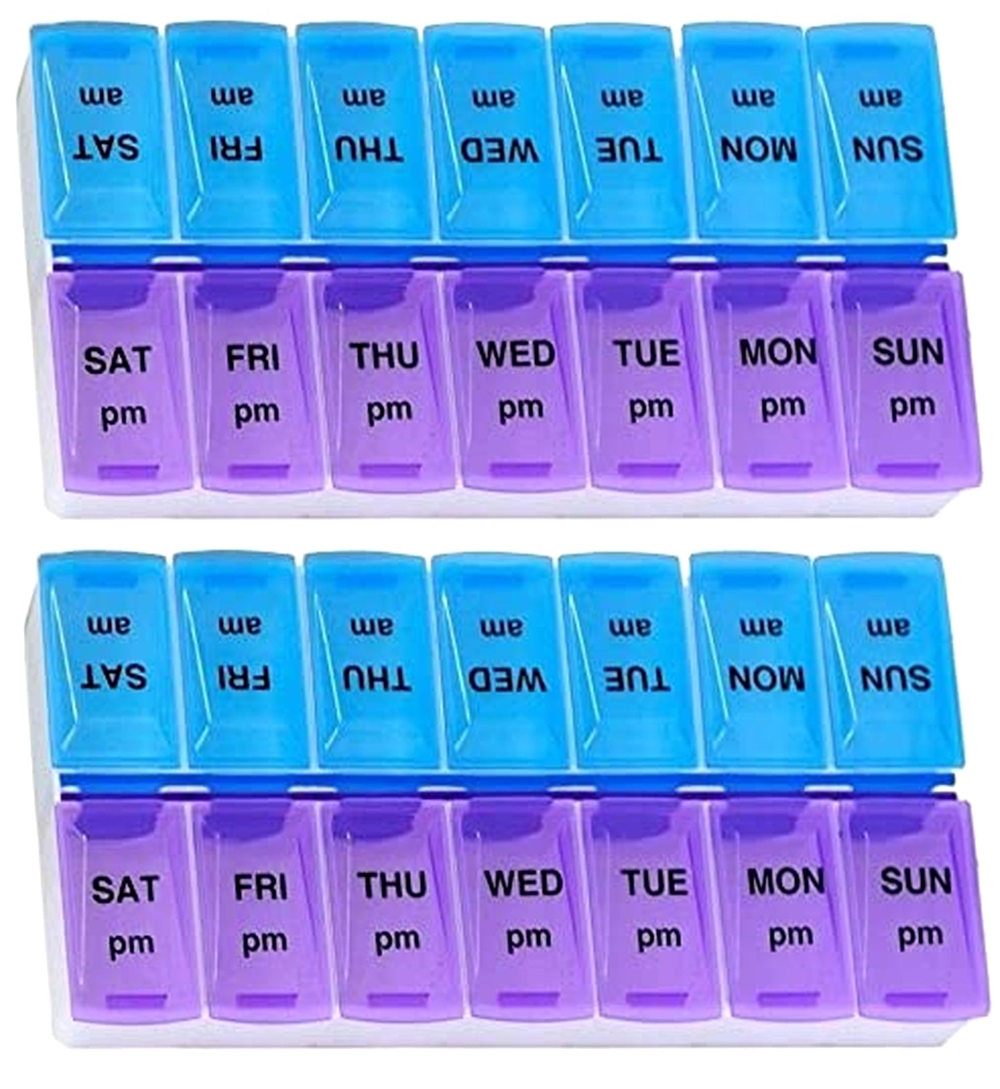 NiftyPlaza Pills Storage Box Weekly 7 Day 14 Slots Am Pm Daily Dose Medicine Reminder Box - 2 Pack
