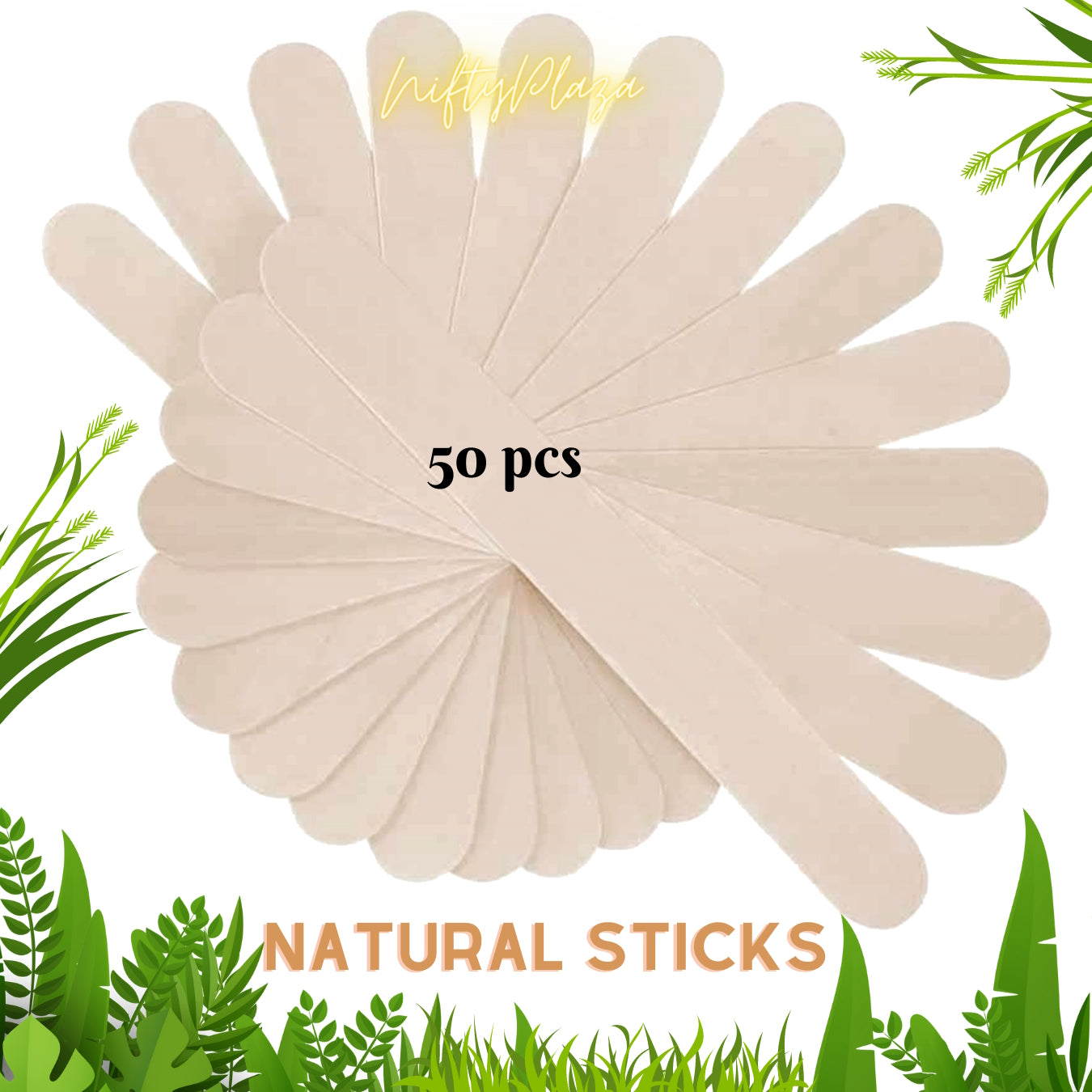 NiftyPlaza 50 Pieces Jumbo Craft Sticks, Natural Wood for Building, Mixing, Creating Craft Projects, 6 x 3/4