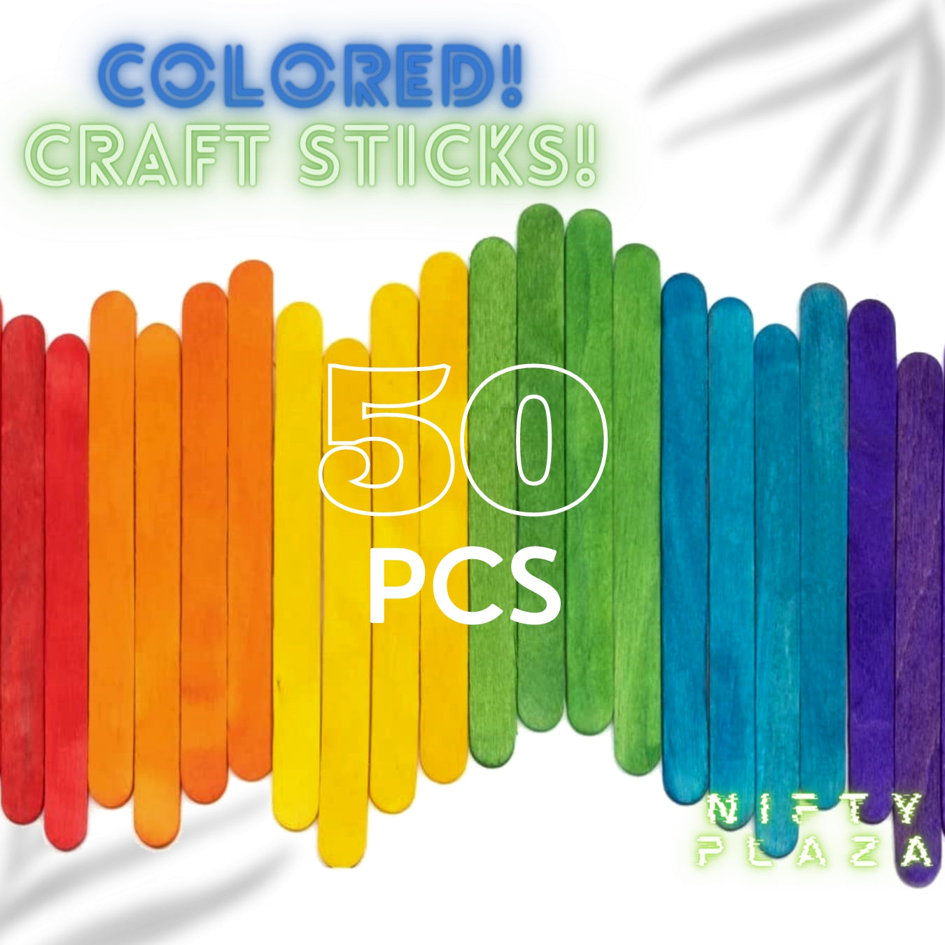 NiftyPlaza 50 Pieces Multicolored Craft Sticks for Building, Mixing, Creating Craft Projects
