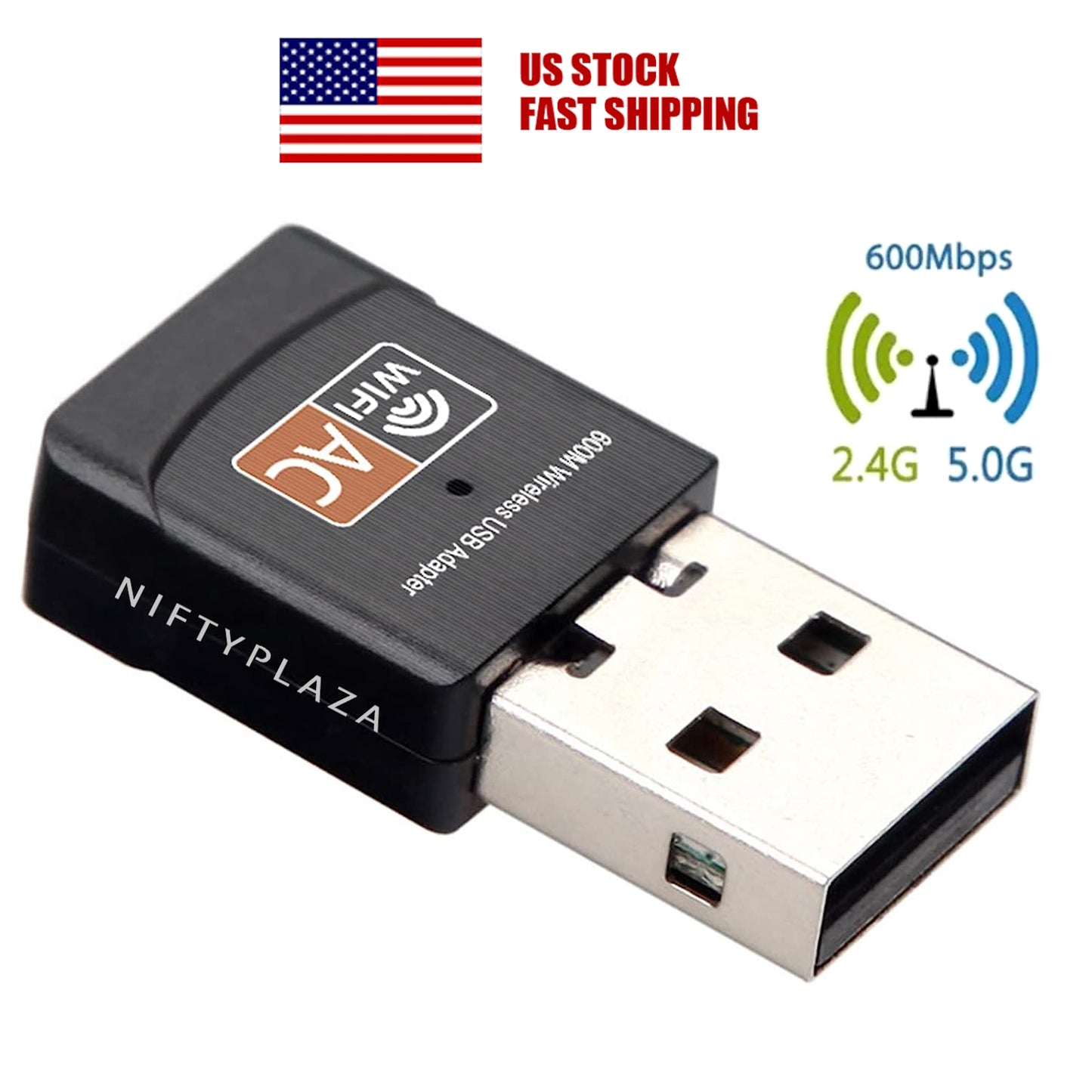 USB WiFi 5 Wireless Dongle Dual Band 600Mbps AC600 Lan Network Adapter 2.4GHz 5GHz