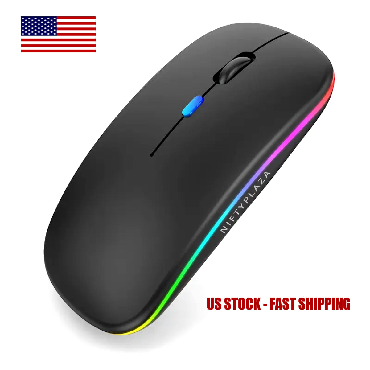 Ultra-thin Mini Wireless Mouse Rechargeable LED Colorful Lights 2.4Ghz Silent Mute PC Laptops