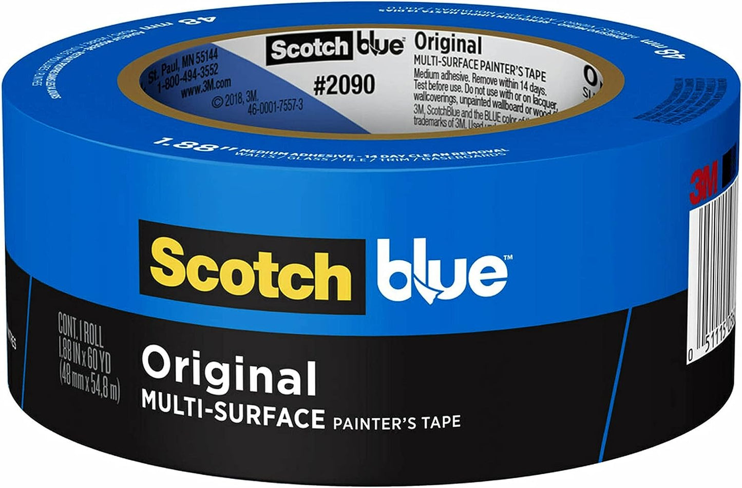 ScotchBlue Original Multi-Surface Painter's Tape, 1.88 Inches x 60 Yards, 1 Roll, Blue