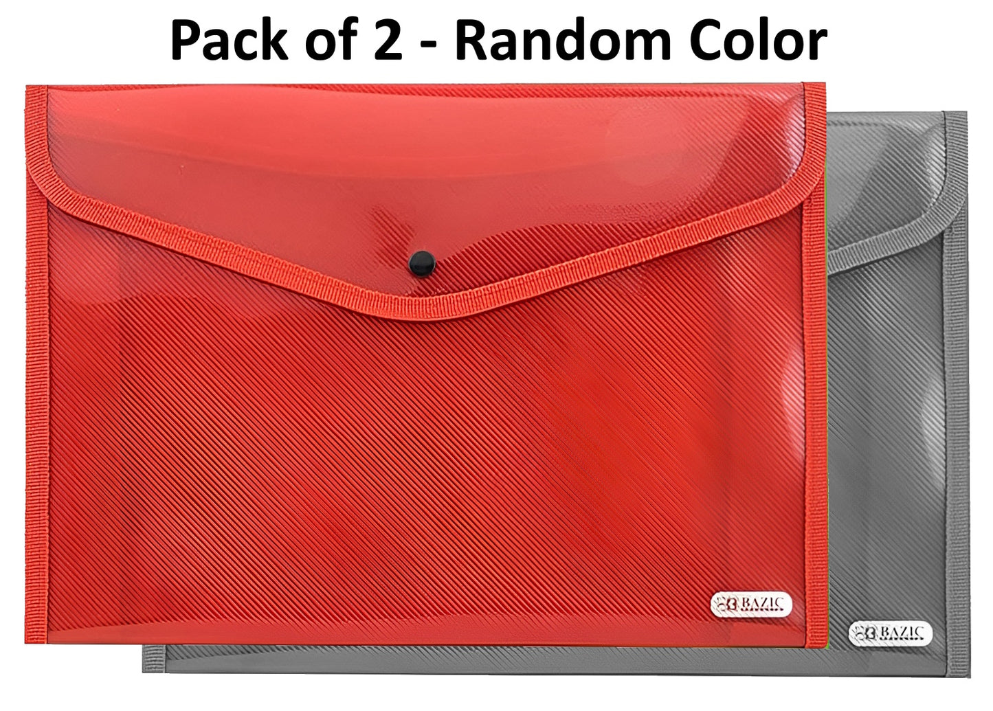Plastic File Folder Document Holder V-Flap Letter Size Portable Paper Organizer - 2 Pack - Random Color