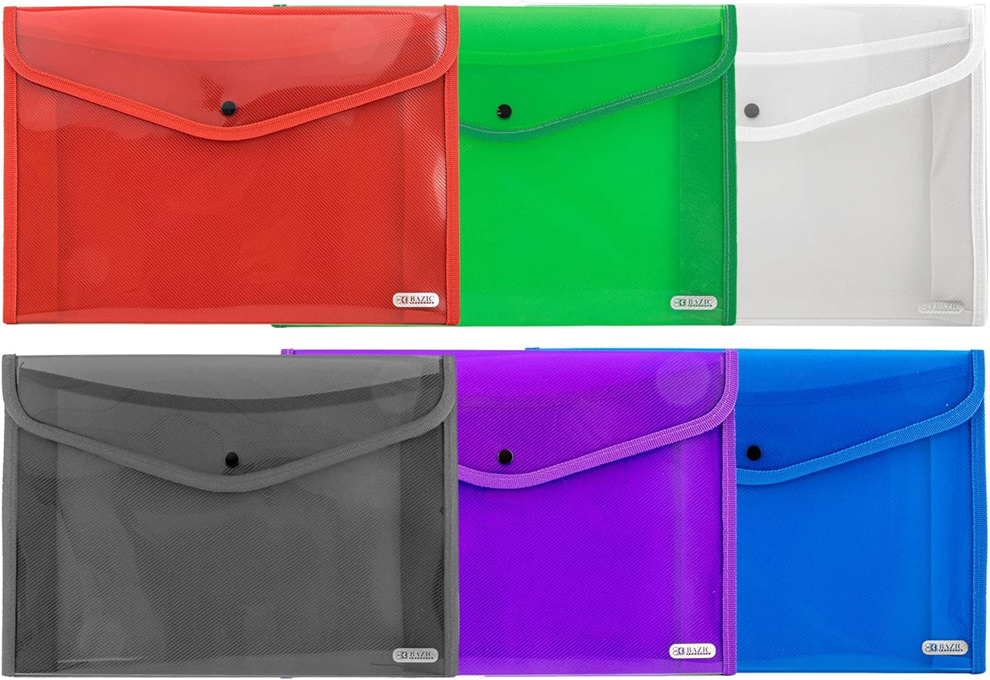 Plastic File Folder Document Holder V-Flap Letter Size Portable Paper Organizer - 2 Pack - Random Color