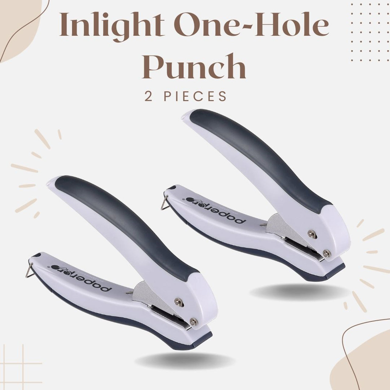 Bostitch Office EZ Squeeze One-Hole Punch, 10 Sheet Capacity, Lightweight, Gray, Jam-free - 2 Pack