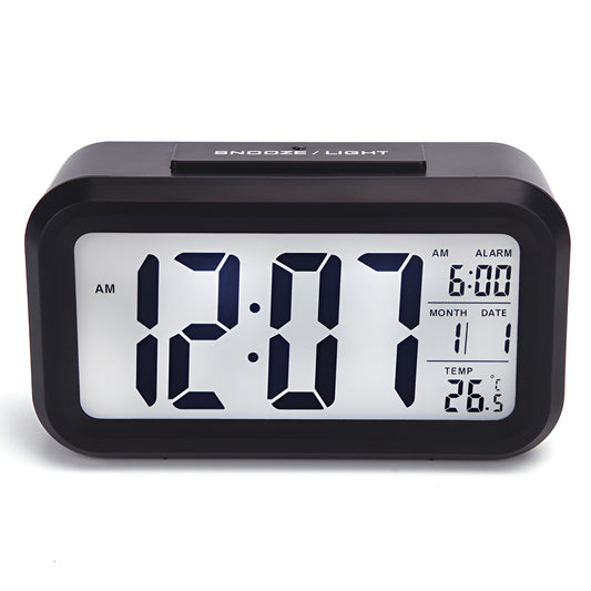 Digital Alarm Clock with Temperature Sensor Large Display Battery Operated Snooze Alarm Table Clock