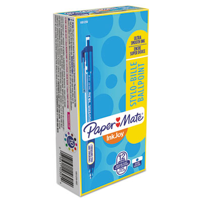 Paper Mate InkJoy 300RT Retractable Ballpoint Pens, Medium Point, Blue, Box of 12